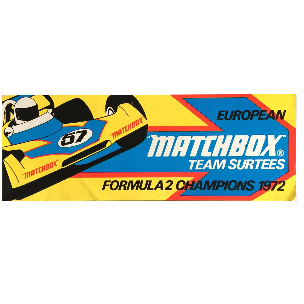 Surtees Matchbox 1972 F2 Champions  Sticker