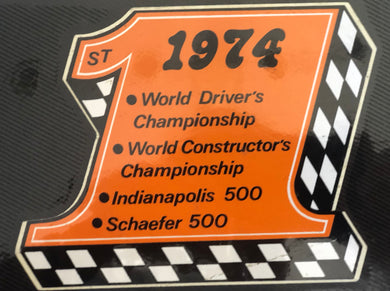 McLaren Racing - 1974 Winners Sticker F1, Indy