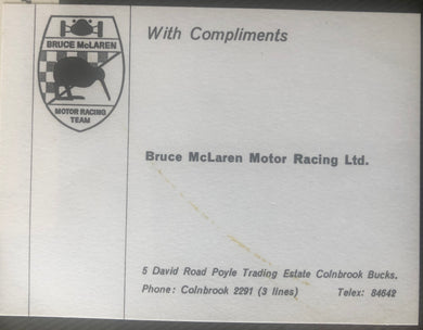 Bruce McLaren Motor Racing Ltd Compliments slip