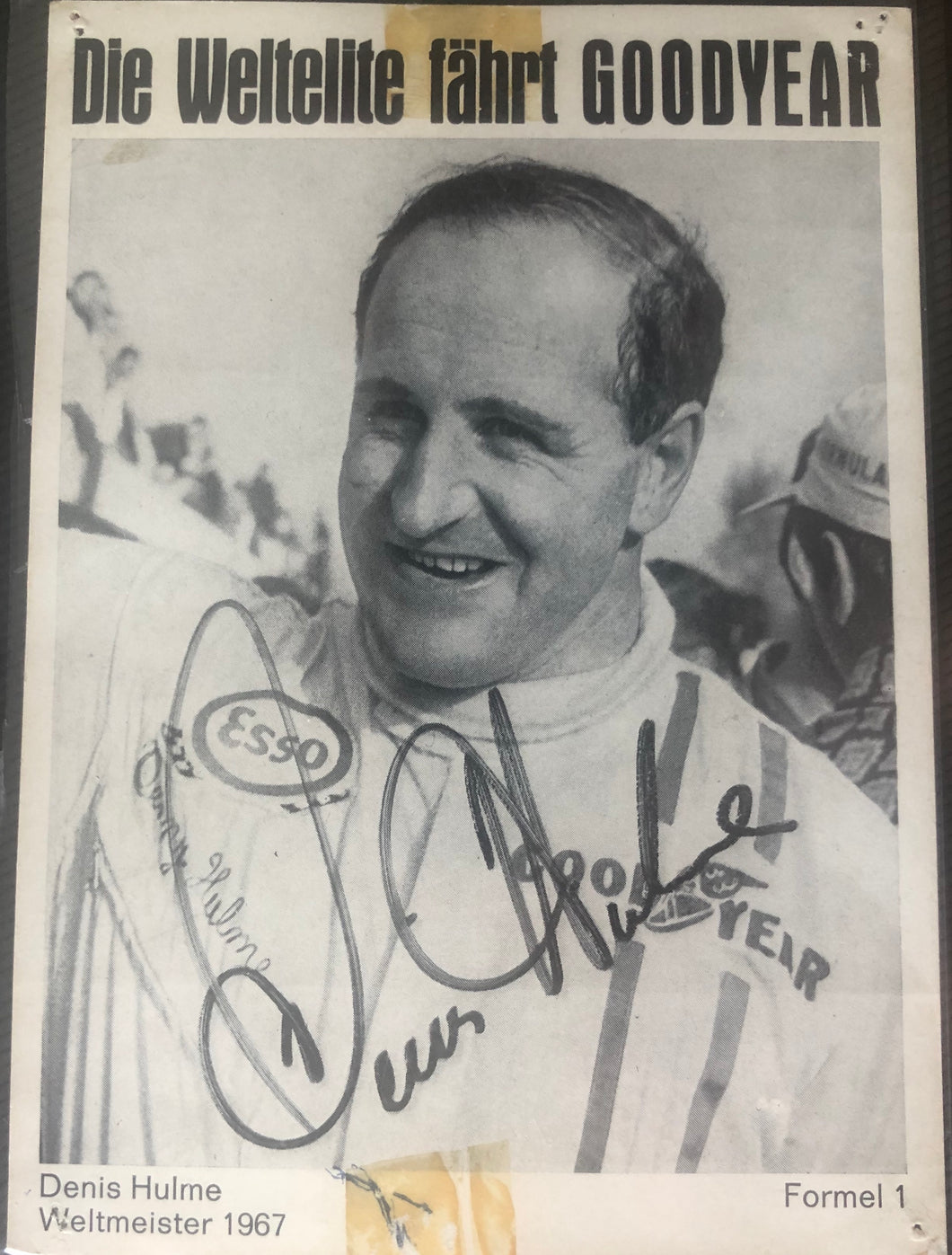 Denny Hulme Goodyear Driver photo Autographed