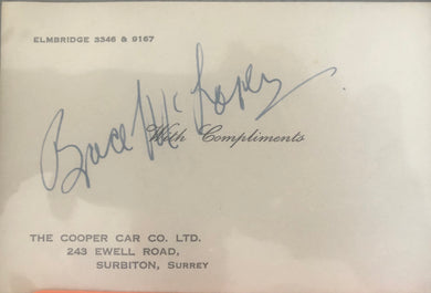 Bruce McLaren Autograph on Cooper Compliments slip
