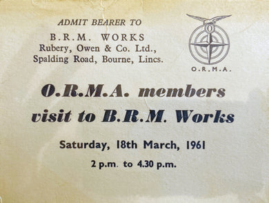 BRM -ORMA - Works tour ticket