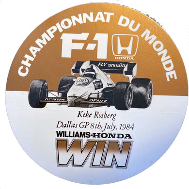 Honda Win Sticker - Williams - Keke Rosberg 1984