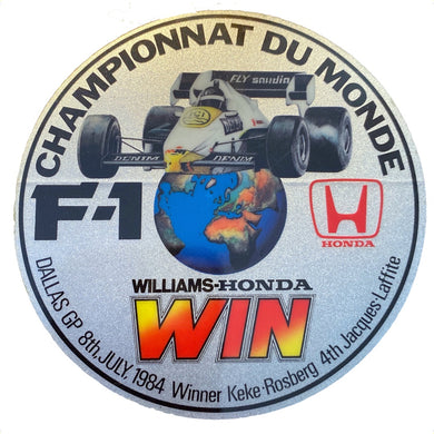 Honda Wins Sticker - Williams - Keke Rosberg 1984 - French