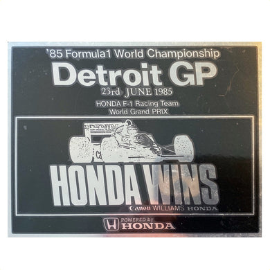 Honda Williams Wins Detroit GP 1985 - Metal back