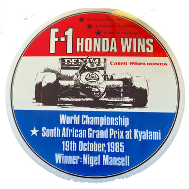 Honda Williams Wins South Africa GP 1985