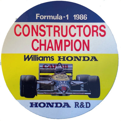 Honda R&D Williams Constructors champion -1986