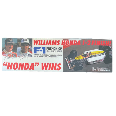 Honda Williams Wins French GP 1987 Drivers